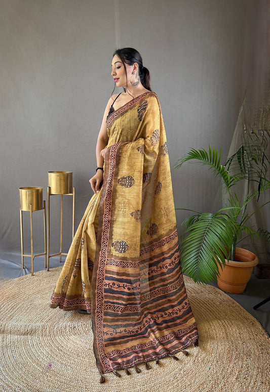 Tassel Grace Tussar Cotton Silk Saree