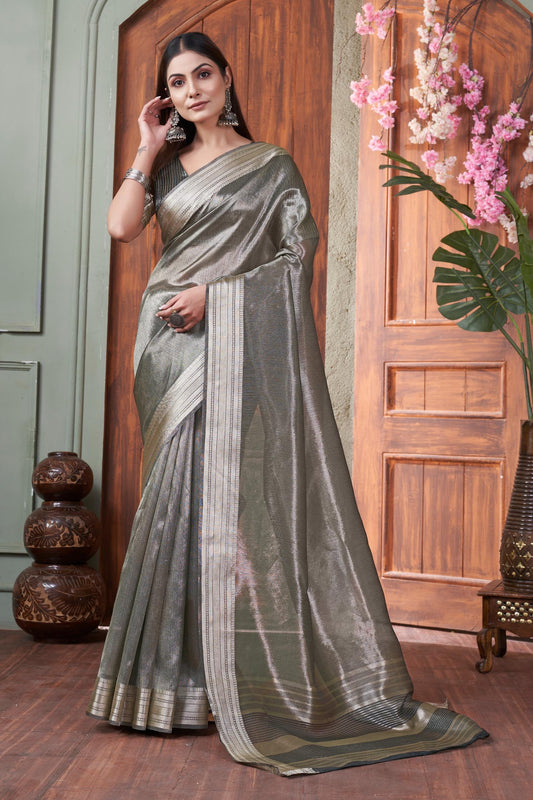 Golden Glimmer Tissue Silk Saree