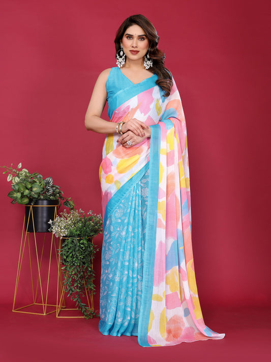 Graceful Charm Moss Chiffon Silk Saree