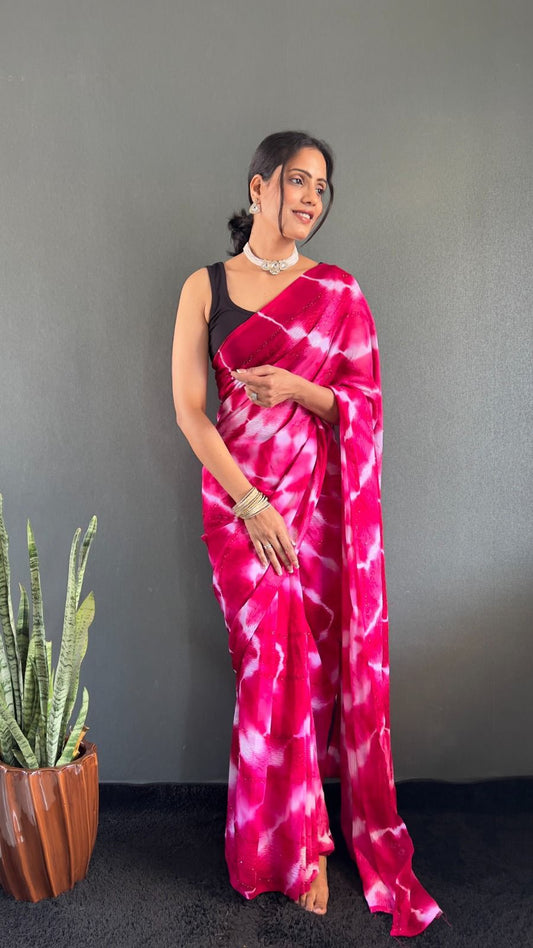 Glam Glow Georgette 1-Min Saree