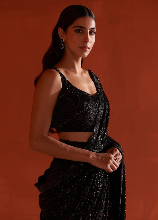 Starshine Faux Georgette Sequin Saree