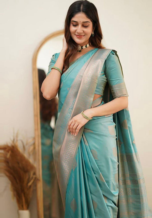 Soft Lichi Silk Saree with Rich Pallu & Jacquard Weave