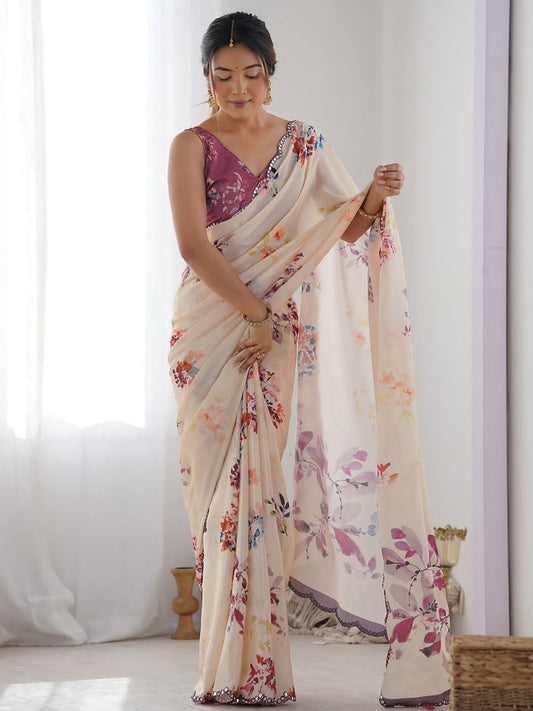 Printed Georgette Silk Saree