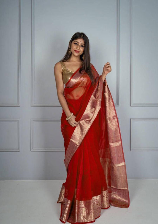 Soft Kora Organza Jacquard Saree