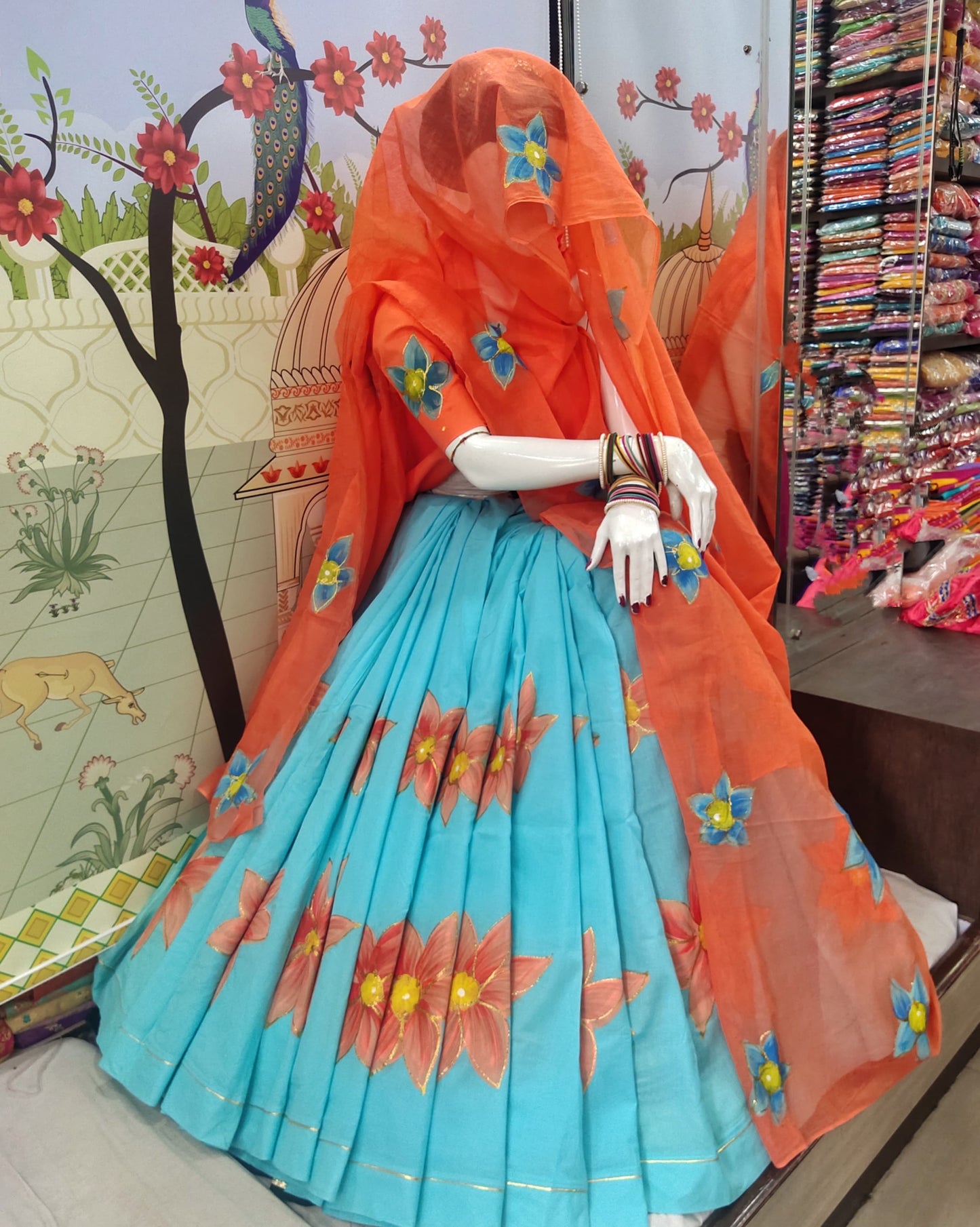 Cotton Sharbati Poshak with odhna