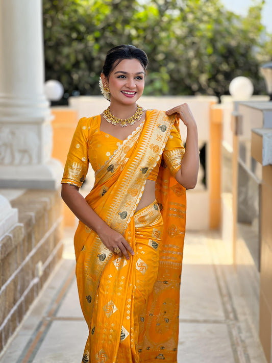 Dola Silk With Swatik & Kalash Motifs