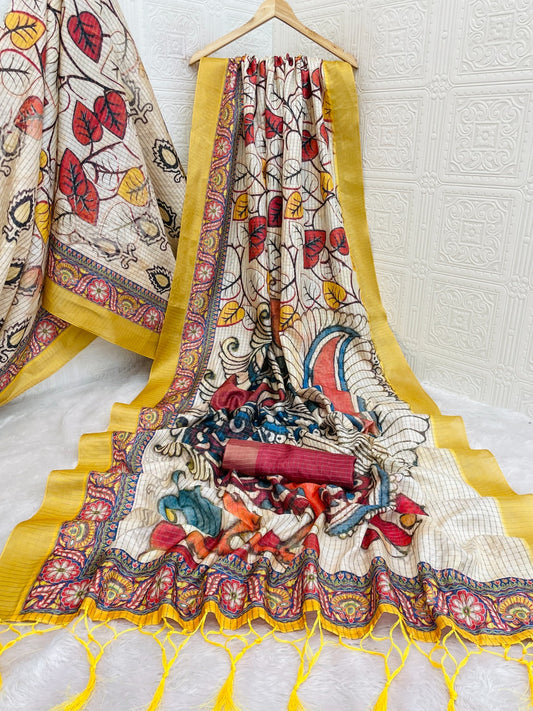 Cotton Linen Printed Saree