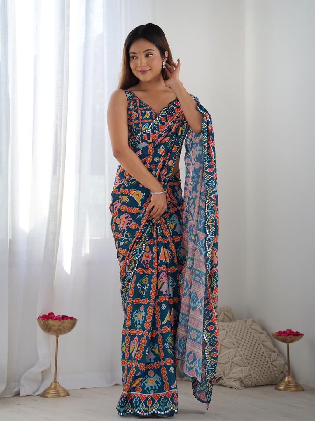 Printed Georgette Silk Saree