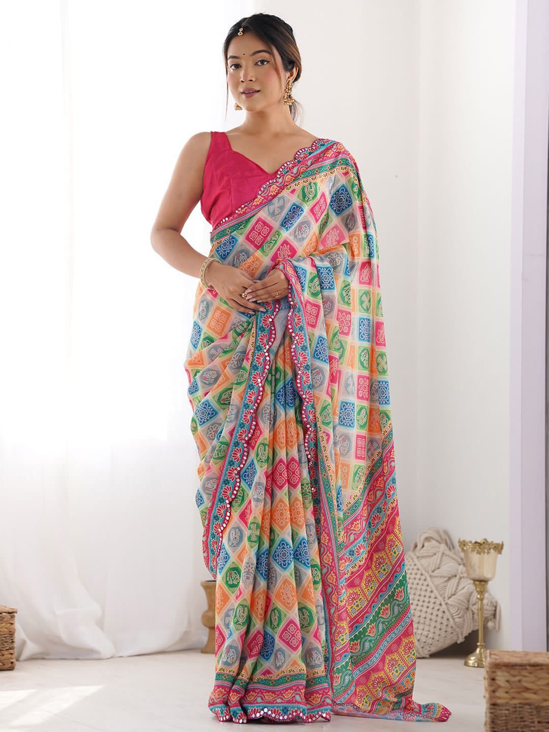 Printed Georgette Silk Saree