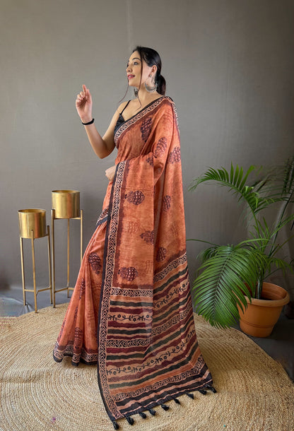 Tassel Grace Tussar Cotton Silk Saree