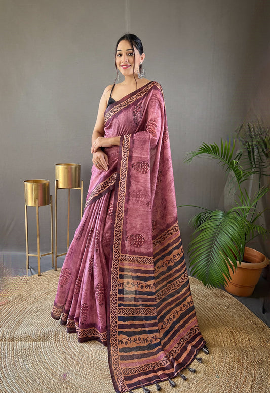 Tassel Grace Tussar Cotton Silk Saree