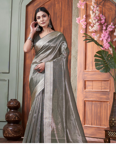 Golden Glimmer Tissue Silk Saree