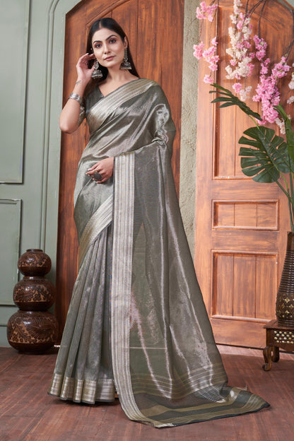 Golden Glimmer Tissue Silk Saree