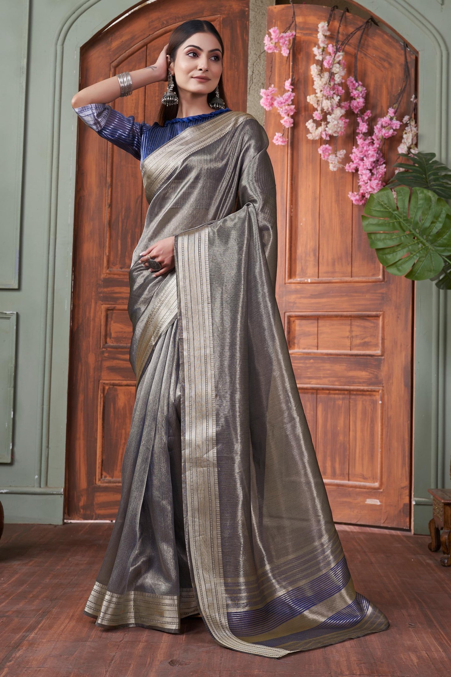 Golden Glimmer Tissue Silk Saree