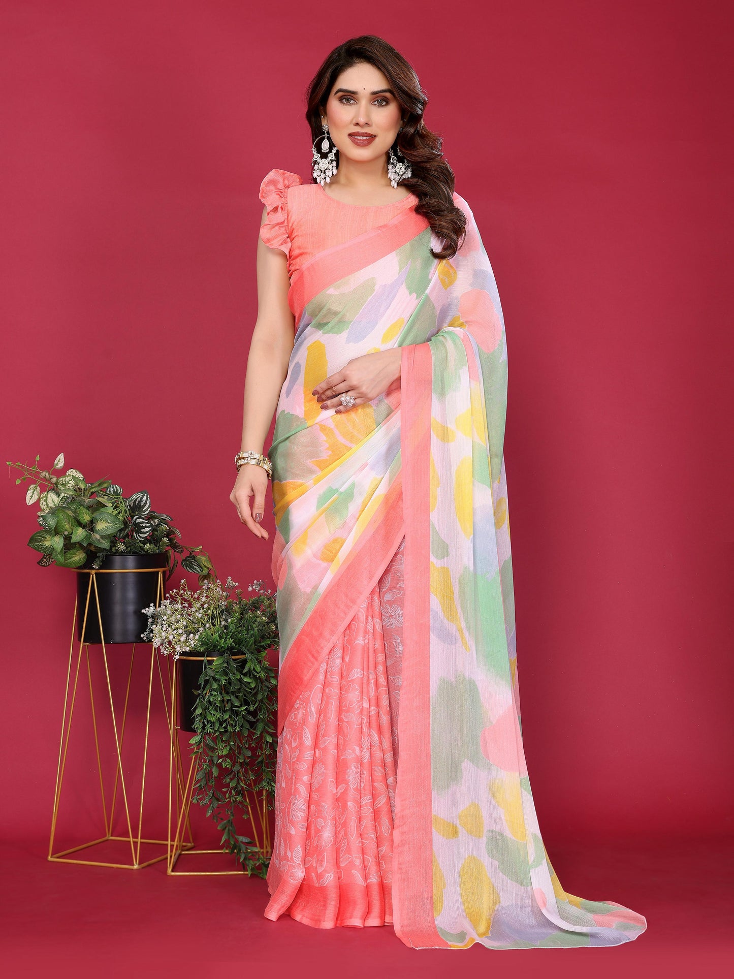 Graceful Charm Moss Chiffon Silk Saree