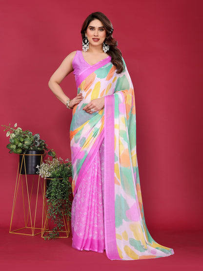 Graceful Charm Moss Chiffon Silk Saree