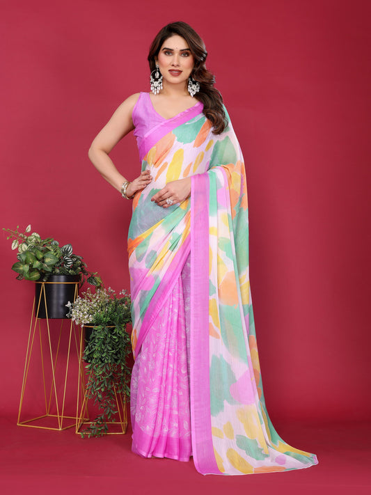 Graceful Charm Moss Chiffon Silk Saree