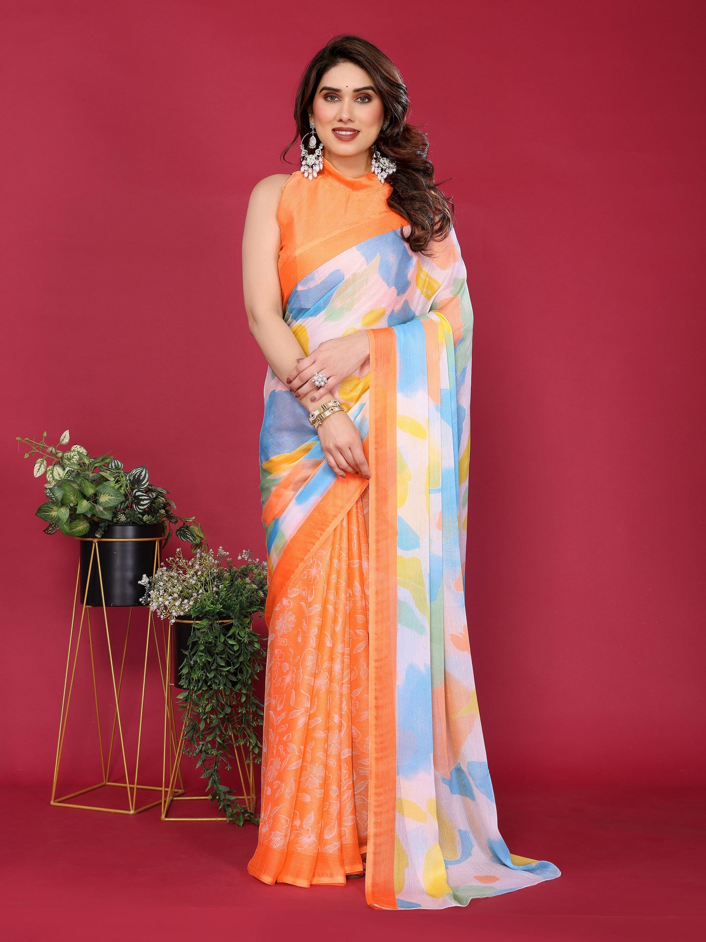 Graceful Charm Moss Chiffon Silk Saree