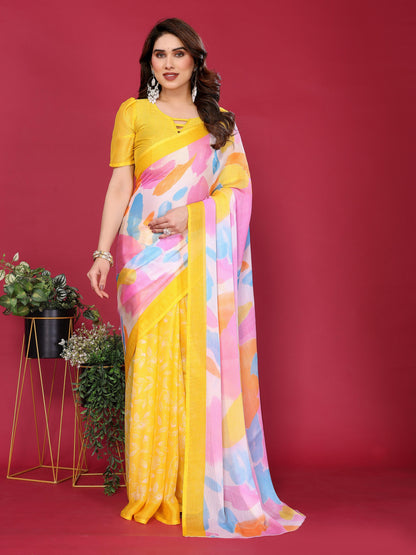 Graceful Charm Moss Chiffon Silk Saree