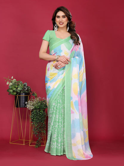 Graceful Charm Moss Chiffon Silk Saree