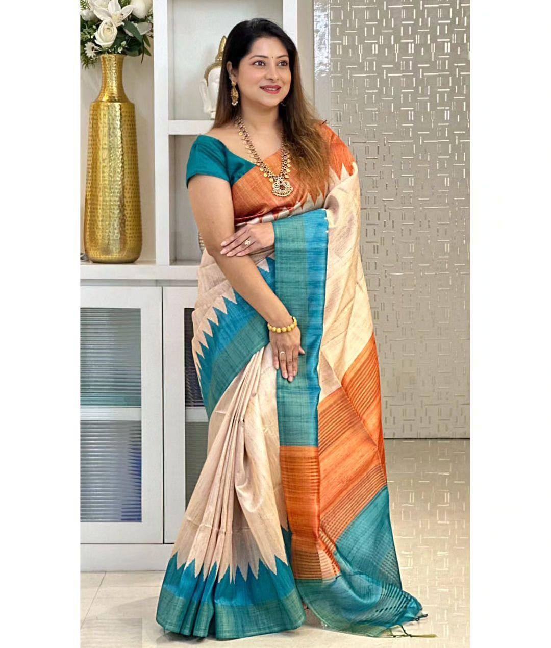 Elegance Tussar Dola Silk Saree