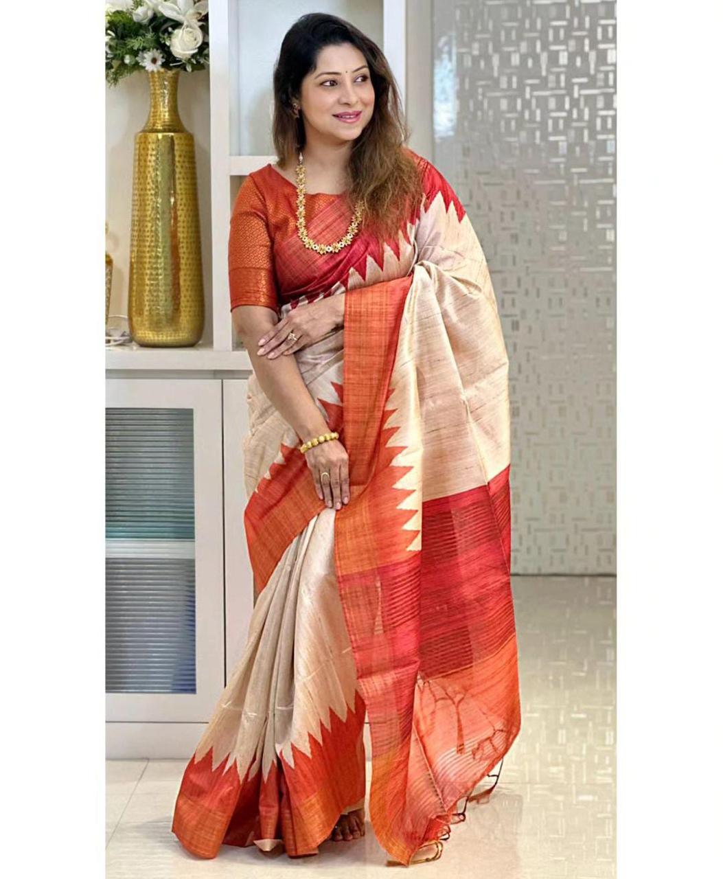 Elegance Tussar Dola Silk Saree