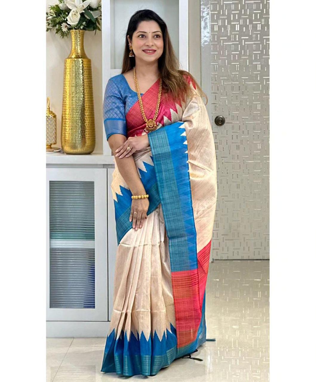 Elegance Tussar Dola Silk Saree