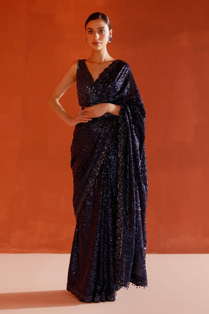 Starshine Faux Georgette Sequin Saree