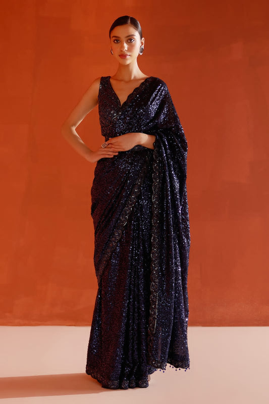 Starshine Faux Georgette Sequin Saree