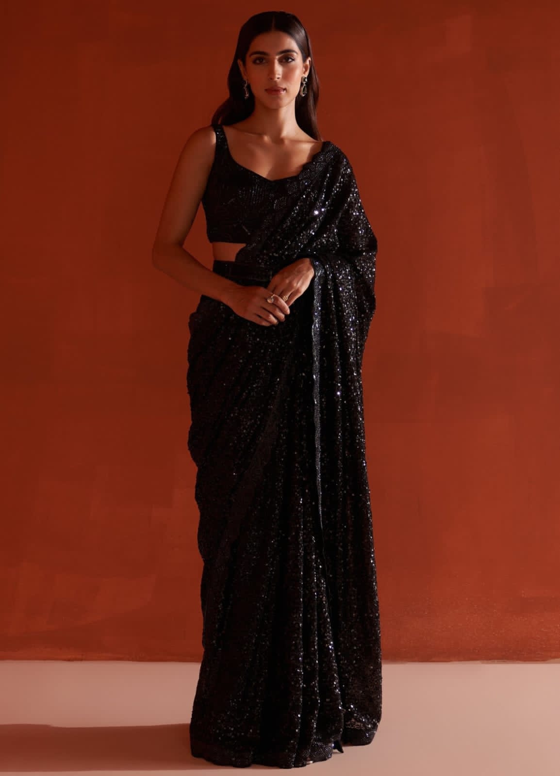 Starshine Faux Georgette Sequin Saree