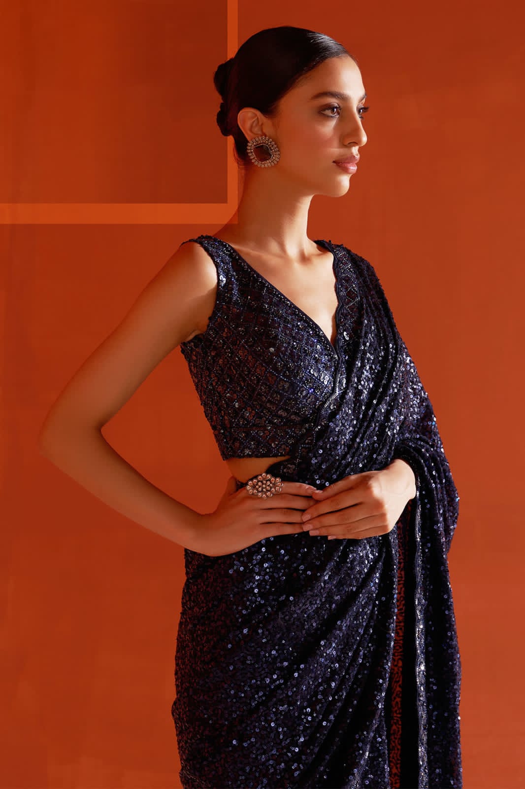 Starshine Faux Georgette Sequin Saree