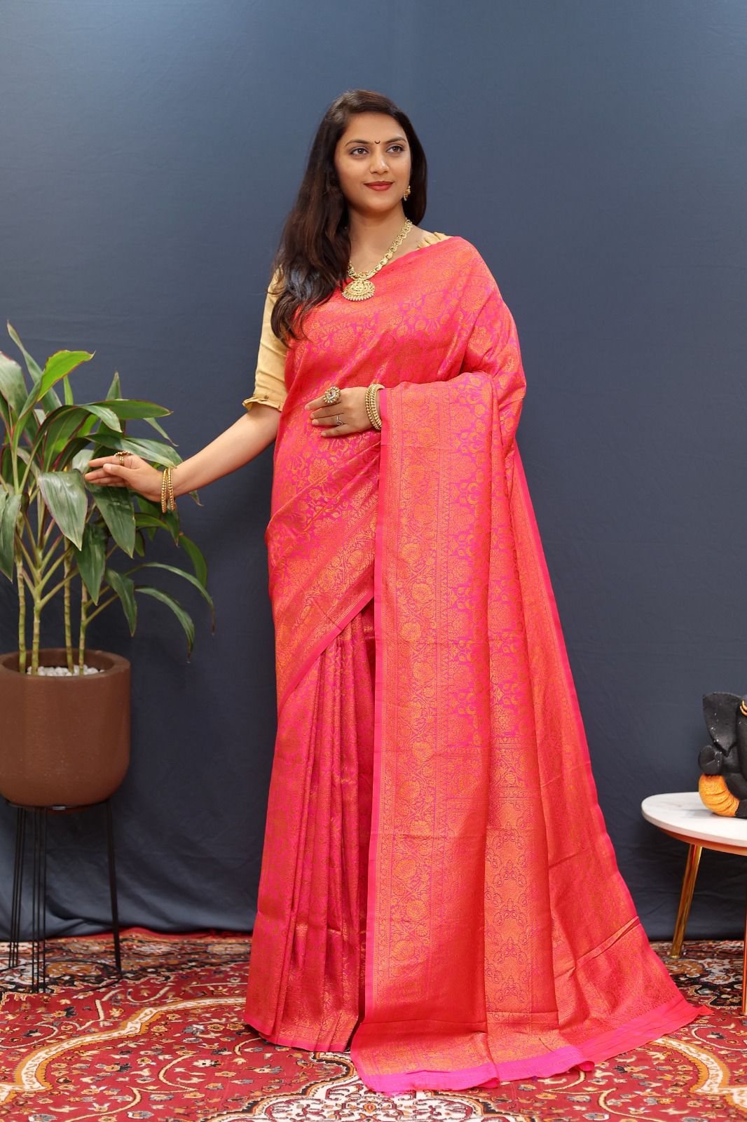Royal Copper Silk Saree with Pure Zari Weave