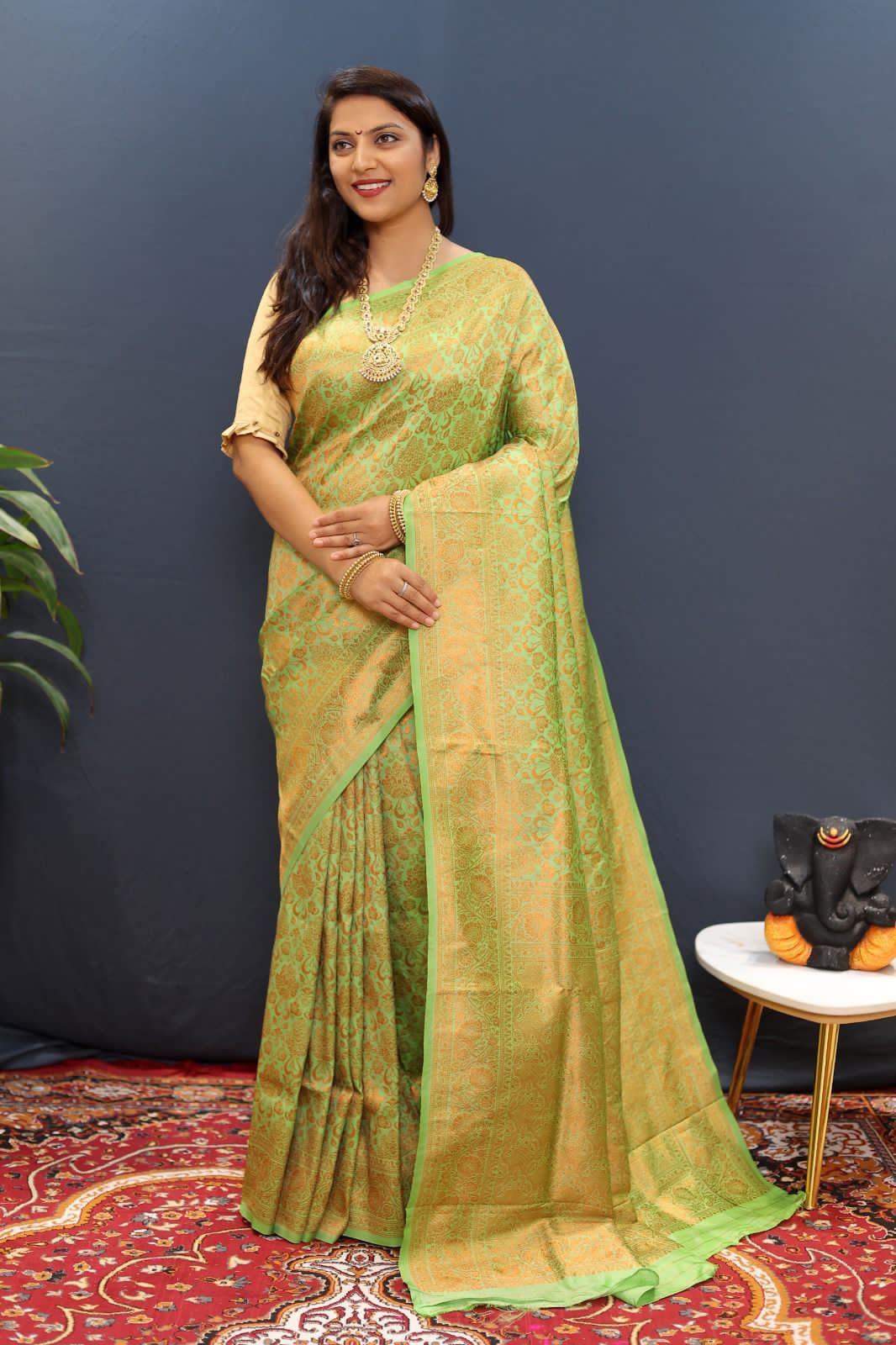 Royal Copper Silk Saree with Pure Zari Weave