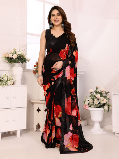 Graceful Charm Moss Chiffon Silk Saree