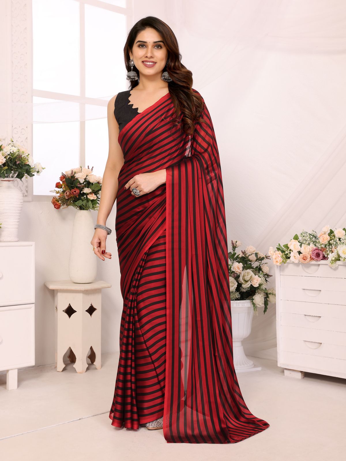 Graceful Charm Moss Chiffon Silk Saree