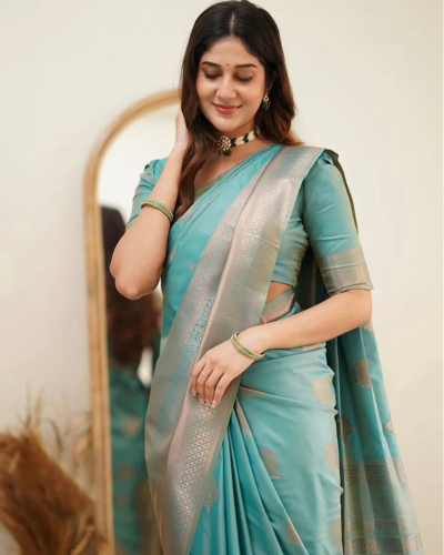 Soft Lichi Silk Saree with Rich Pallu & Jacquard Weave