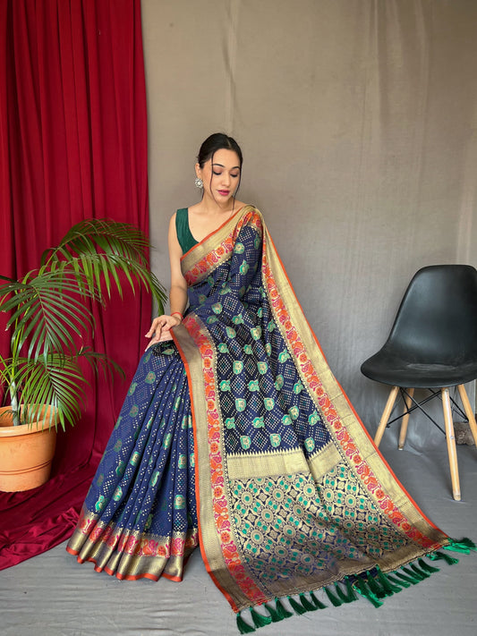 Patola Silk Saree with Paithani & Meenakari Fusion