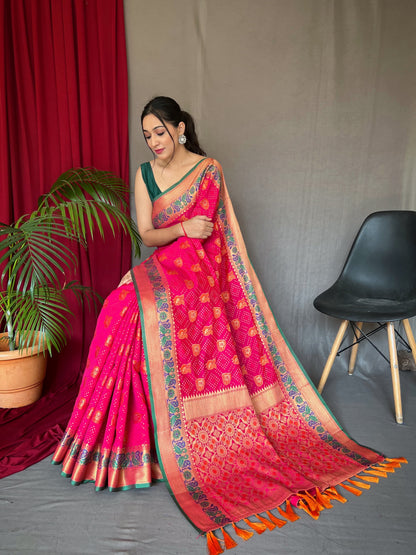 Patola Silk Saree with Paithani & Meenakari Fusion