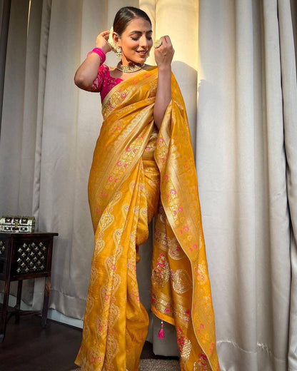 Soft Lichi Silk Saree with Rich Pallu & Jacquard Weave