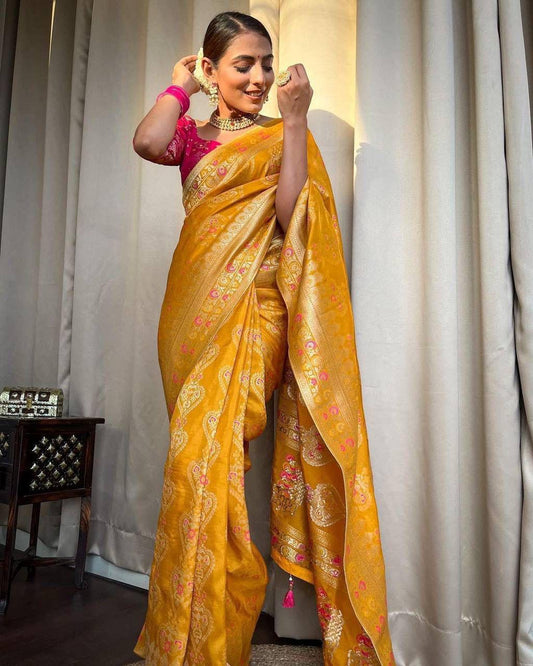Soft Lichi Silk Saree with Rich Pallu & Jacquard Weave