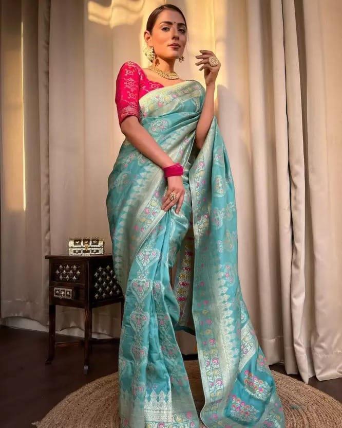 Soft Lichi Silk Saree with Rich Pallu & Jacquard Weave