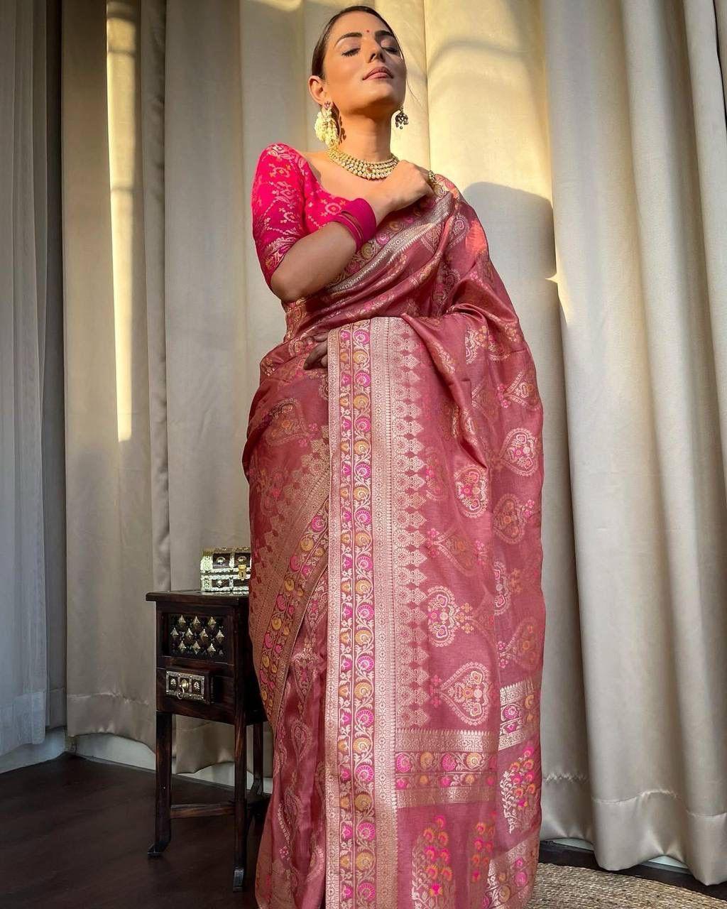 Soft Lichi Silk Saree with Rich Pallu & Jacquard Weave