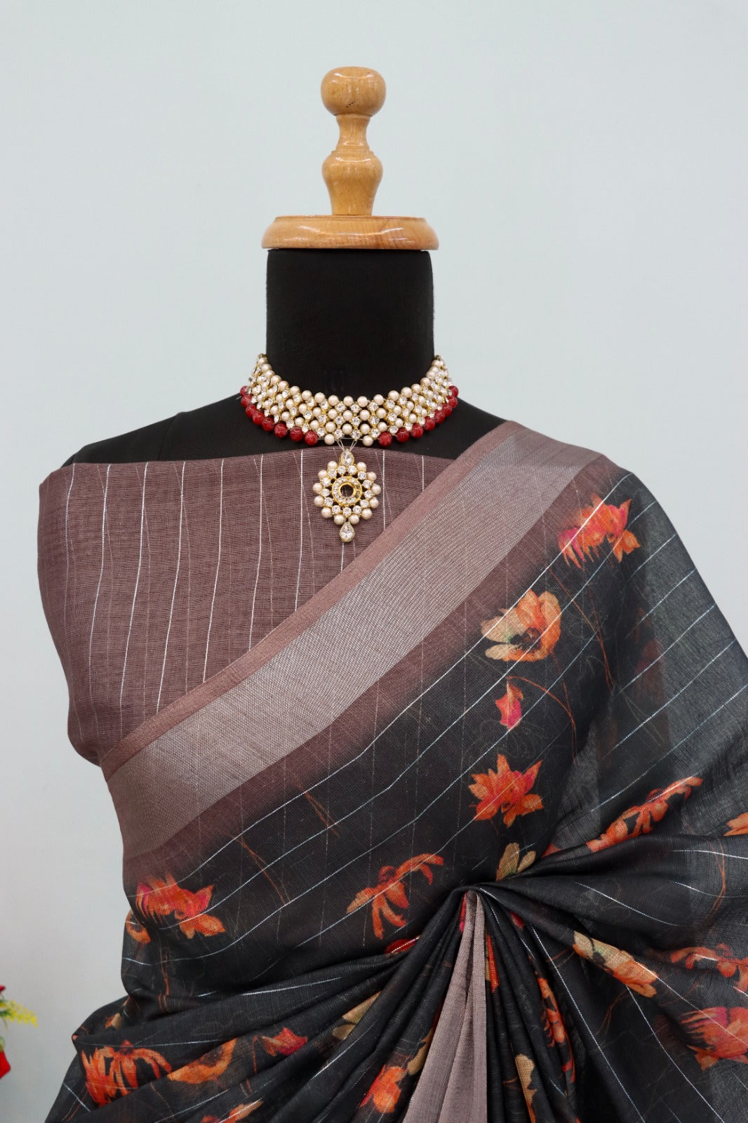 Cotton Linen Printed Saree