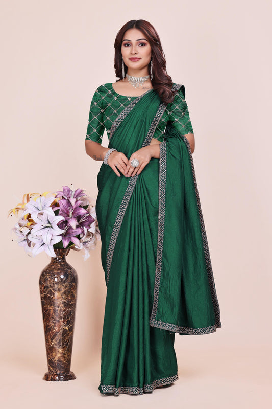 Bottle Green Premium Dola Silk