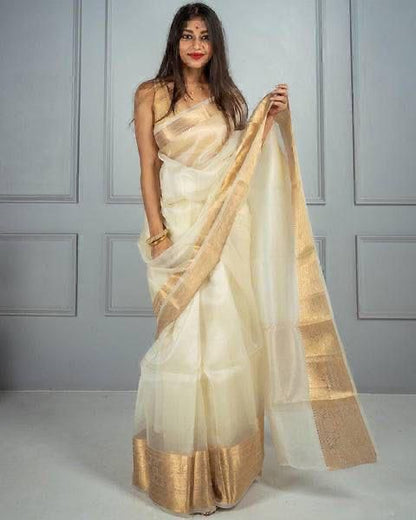 Soft Kora Organza Jacquard Saree