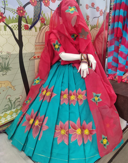 Cotton Sharbati Poshak with odhna