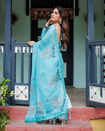 Premium Linen Fabric Sky Blue- Linen 103