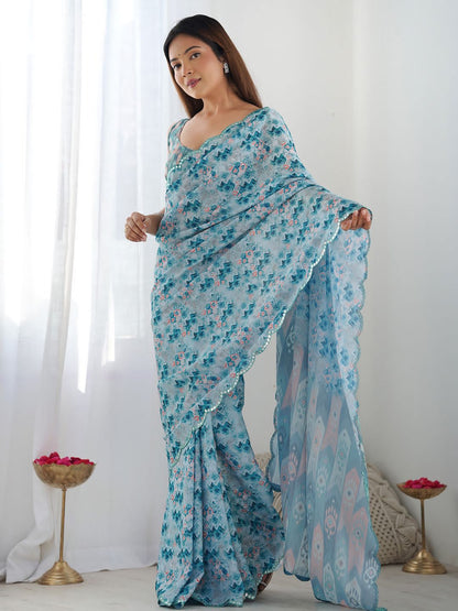 Printed Georgette Silk Saree