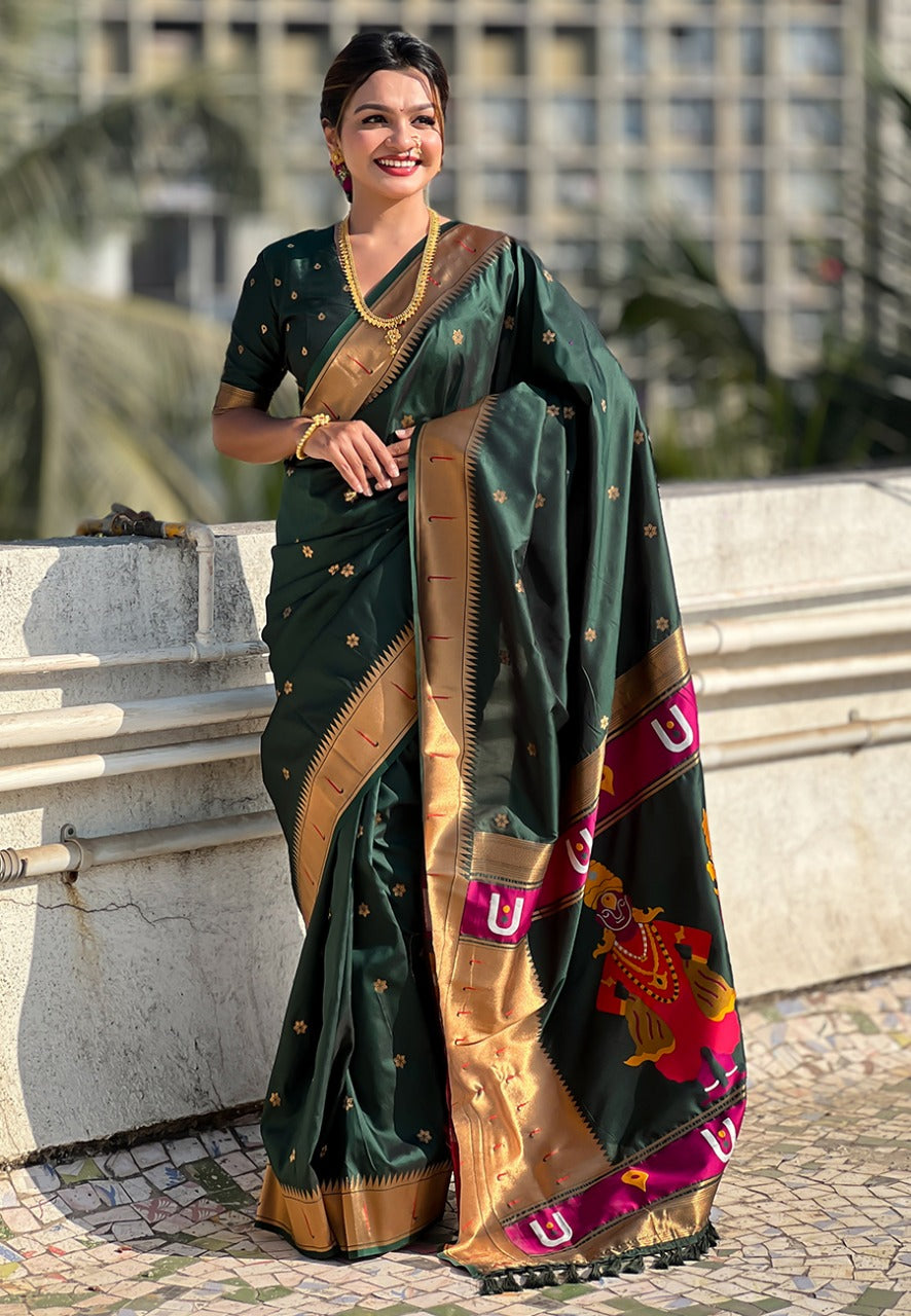 Paithani Vitthala Themed Silk