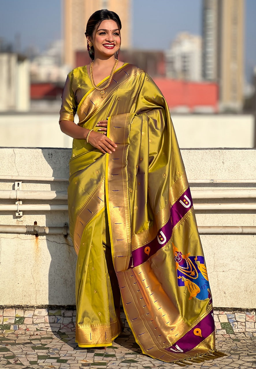 Paithani Vitthala Themed Silk
